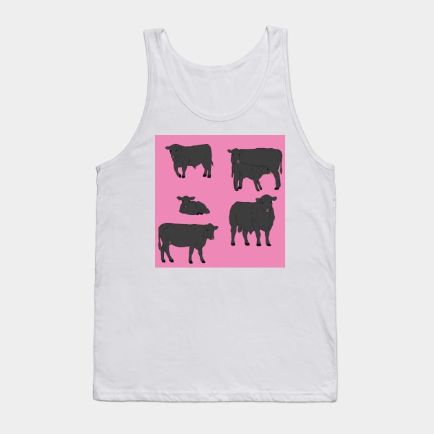 Angus Cattle Pattern Pink Tank Top by TrapperWeasel